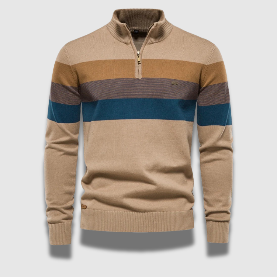 Maglione Uomo con Zip Tessuto a Righe Regular Fit - Vesarelli