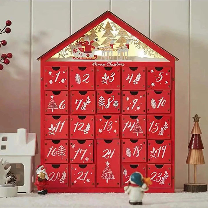 Calendario Avvento Legno con Luci Decorative Natalizie Elegante - Vesarelli