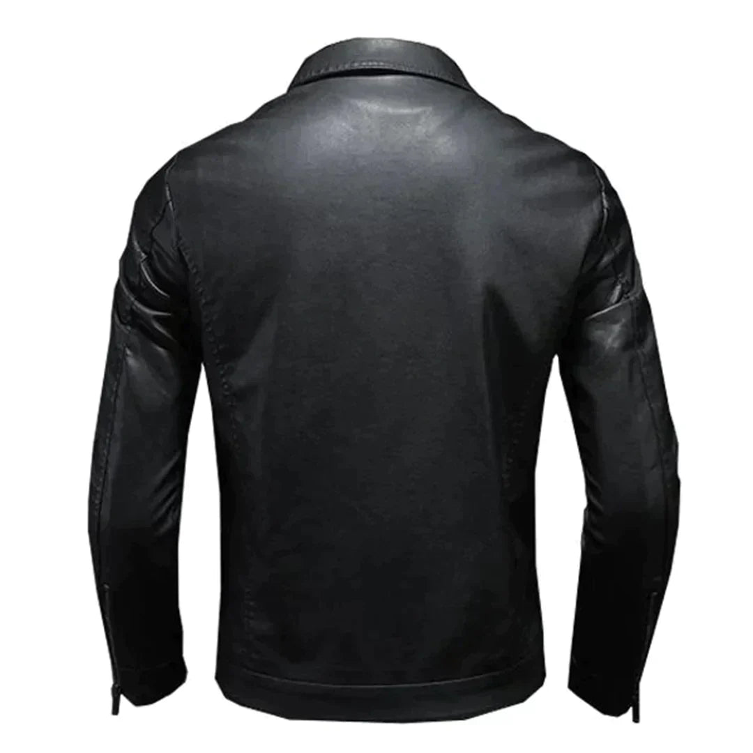 Giacca Moto Uomo con Zip Tasche Frontali Vestibilità Regolare