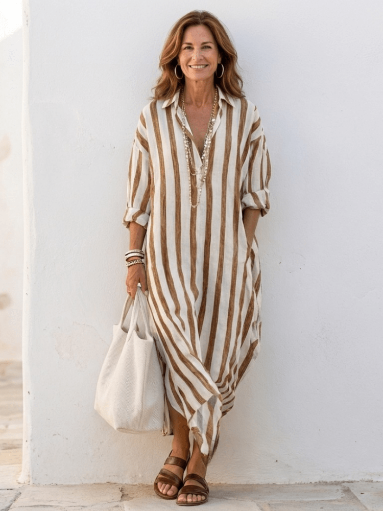 Trevon | Elegante Abito Chemisier Donna a Righe 6