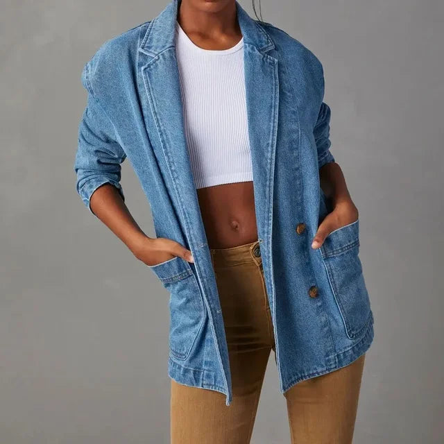 Blazer Donna in Denim Taglio Classico - Vesarelli
