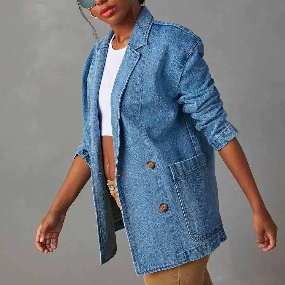 Blazer Donna in Denim Taglio Classico