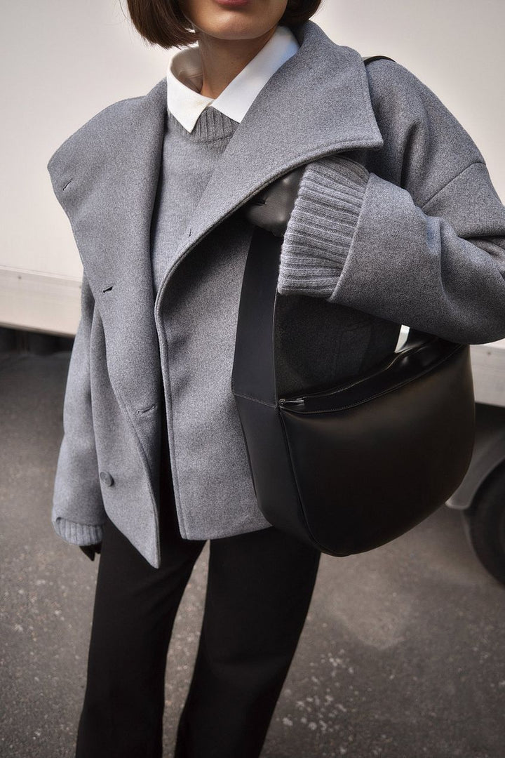 Giacca Donna Corta Doppiopetto Lana Calda Vestibilità Classica
