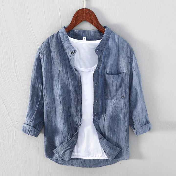 Camicia Uomo in Lino Manica Lunga Casual - Vesarelli