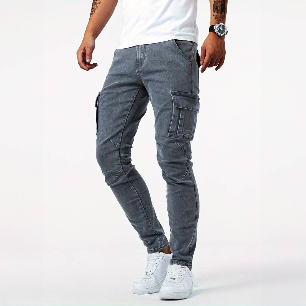 Pantaloni Cargo Uomo in Denim Elasticizzato Slim Fit - Vesarelli