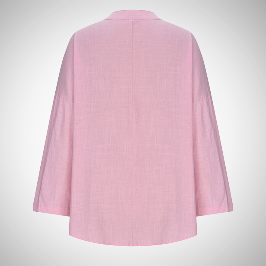 Camicia Donna Scollo a V Maniche Lunghe Arrotolabili Estiva