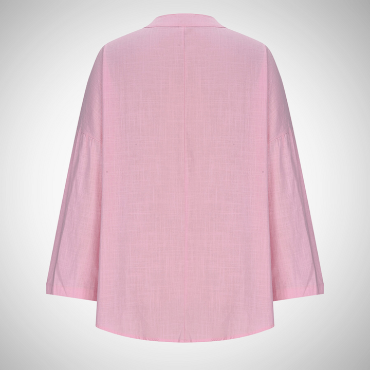 Camicia Donna Scollo a V Maniche Lunghe Arrotolabili Estiva