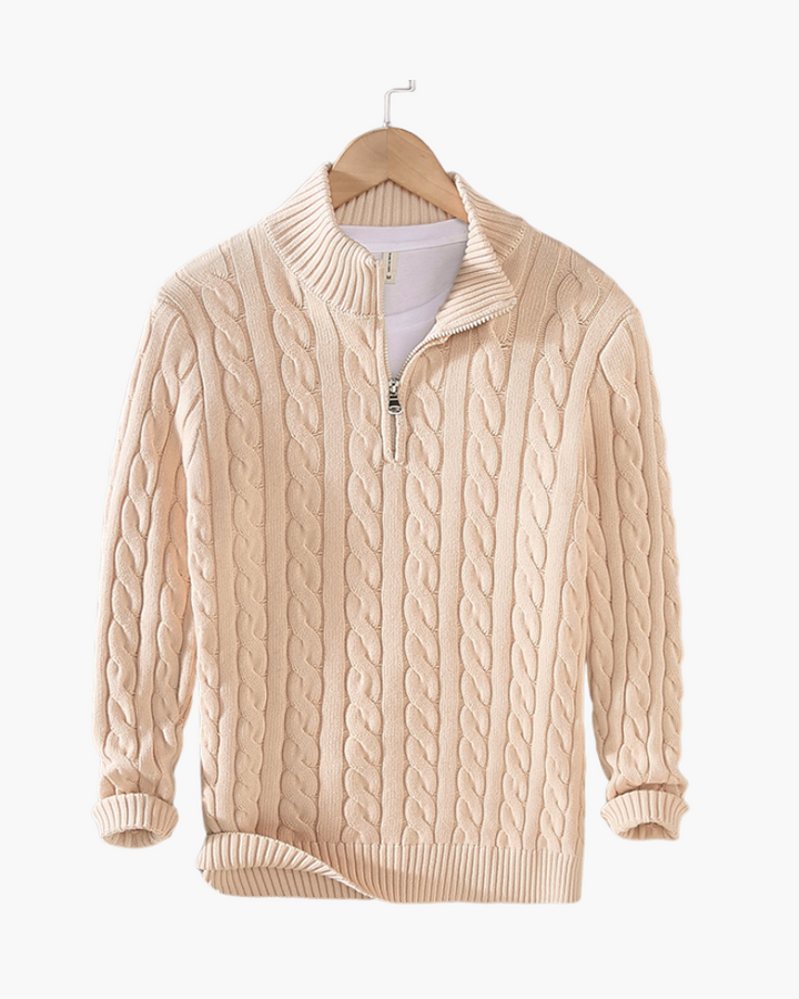 Maglione Uomo Cotone Mezzo Zip Vestibilità Comoda