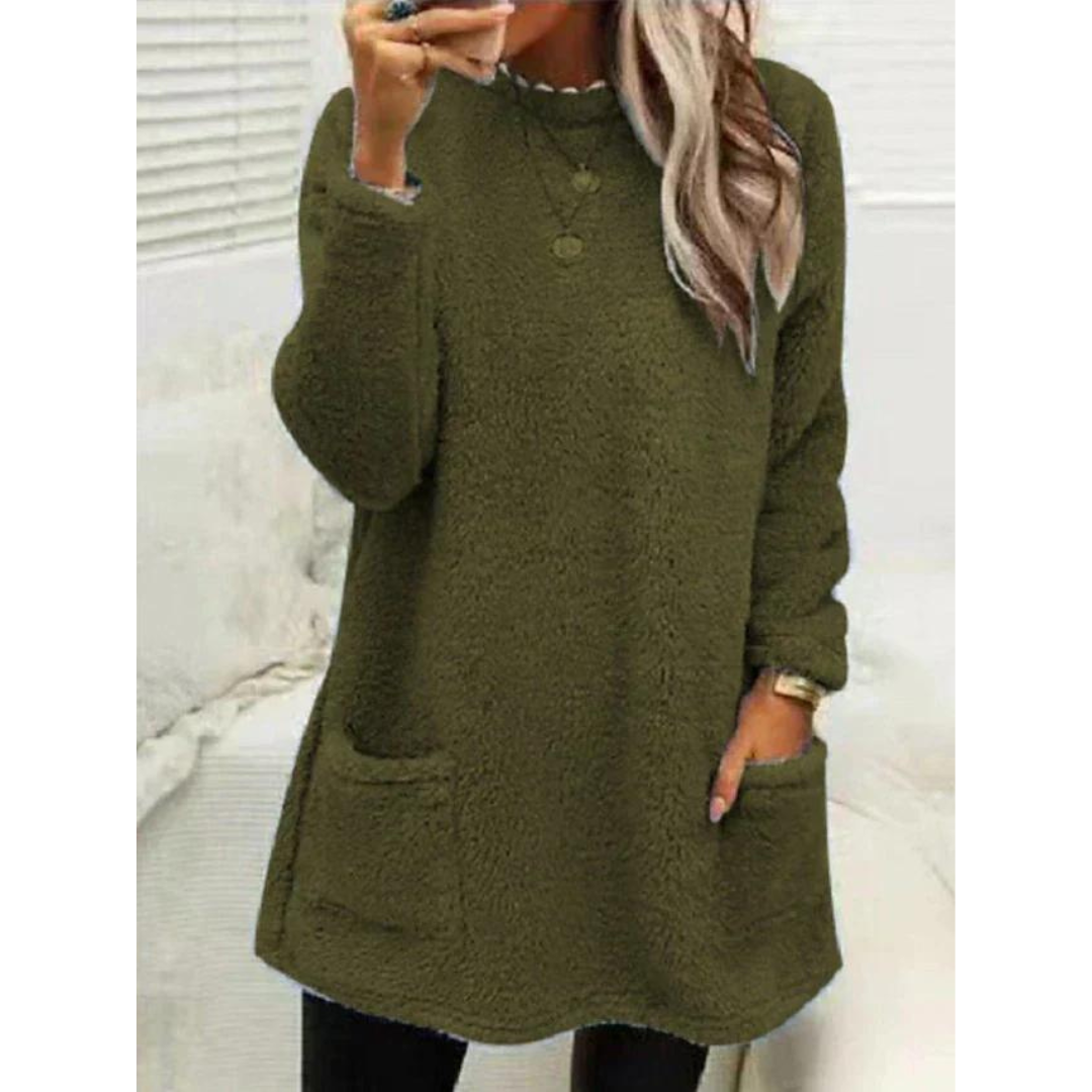 Maglione Donna Teddy Morbido Oversize con Tasche