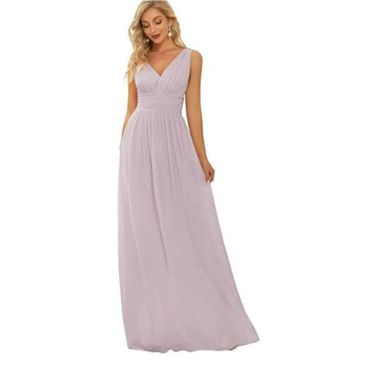 Abito Maxi Donna Scollo a V Stile Elegante Classico