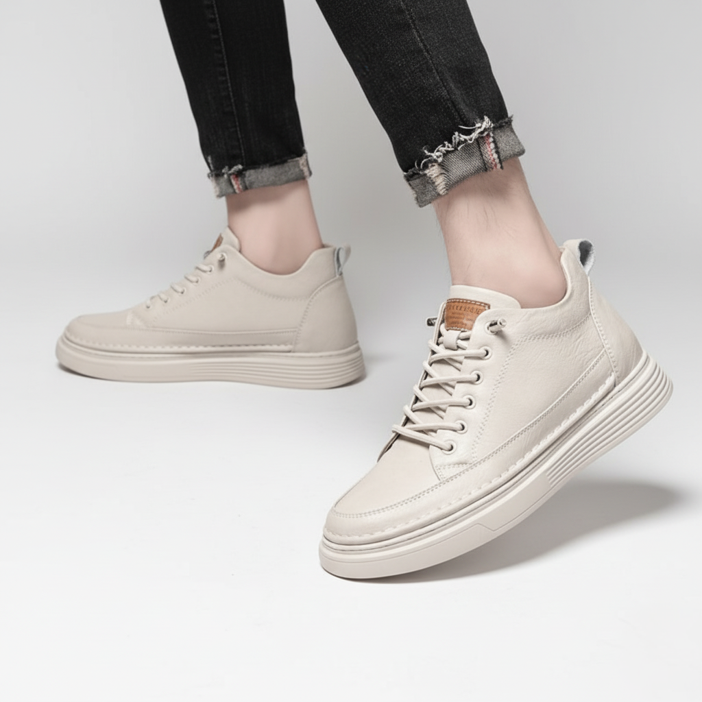 Sneakers Uomo con Rialzo Nascosto Design Minimalista Moderno