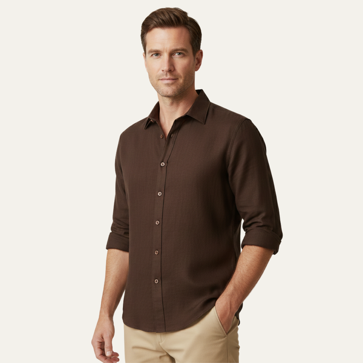 Camicia Uomo in Lino Manica Lunga Stile Vintage