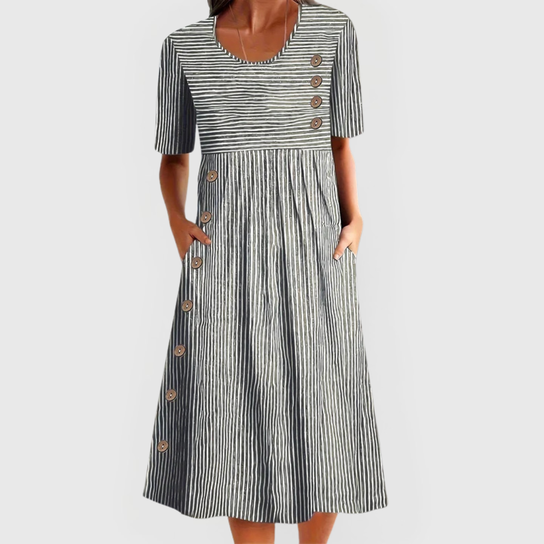 Abito Midi Donna Motivo Geometrico Vestibilità Classica