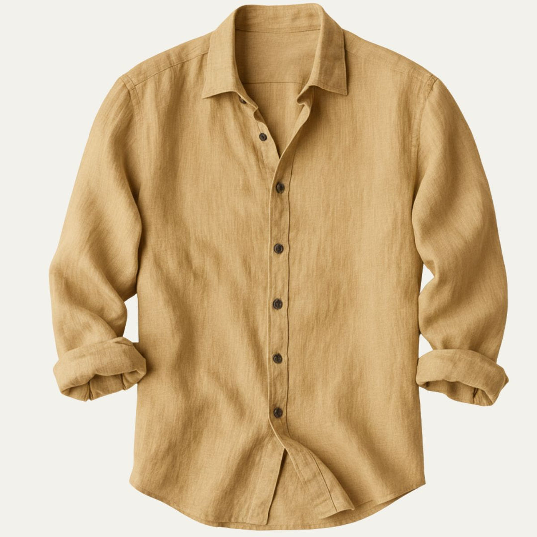 Camicia Uomo in Lino Manica Lunga Stile Vintage