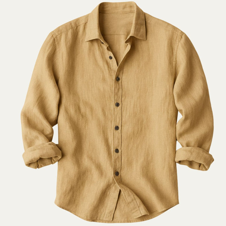 Camicia Uomo in Lino Manica Lunga Stile Vintage