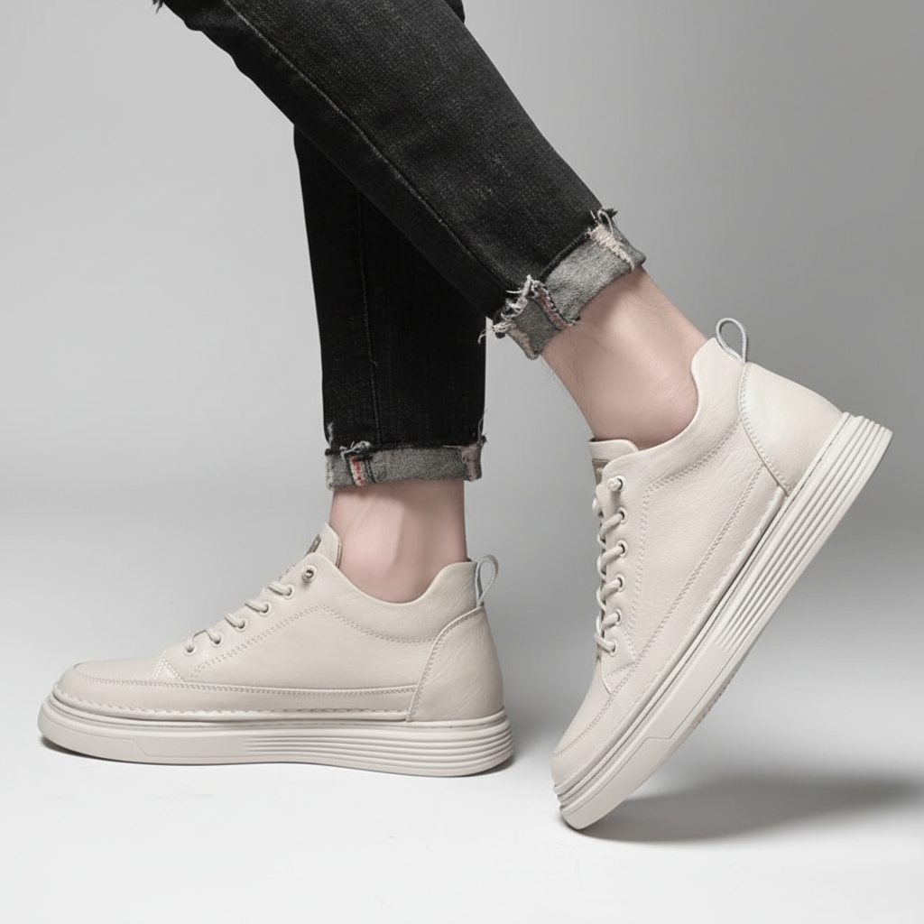 Sneakers Uomo con Rialzo Nascosto Design Minimalista Moderno