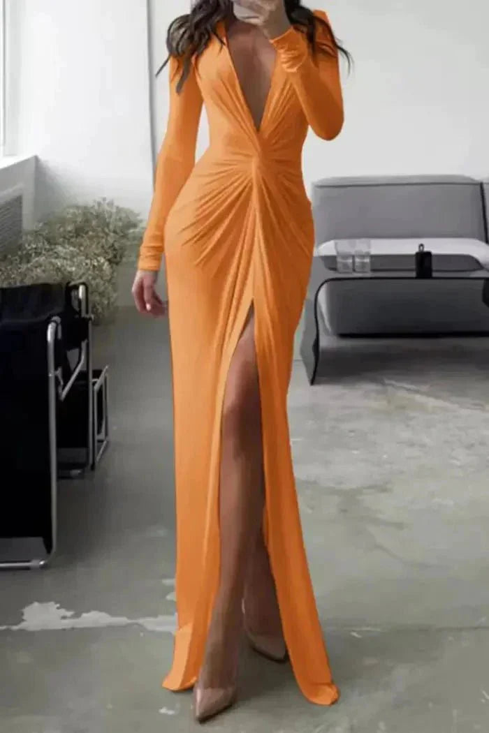 Abito Lungo Donna Classico Vestibilità Sofisticata