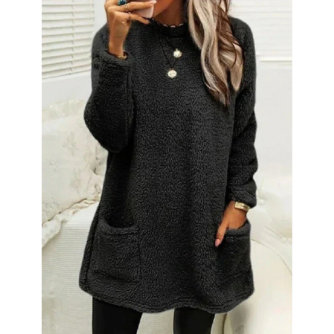 Maglione Donna Teddy Morbido Oversize con Tasche - Vesarelli