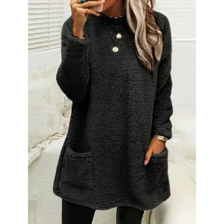 Maglione Donna Teddy Morbido Oversize con Tasche - Vesarelli
