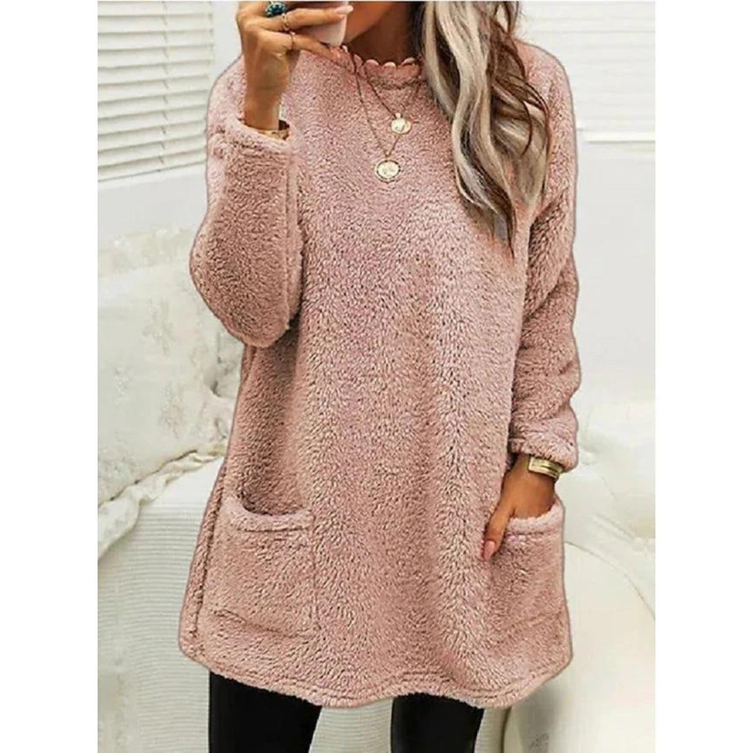 Maglione Donna Teddy Morbido Oversize con Tasche