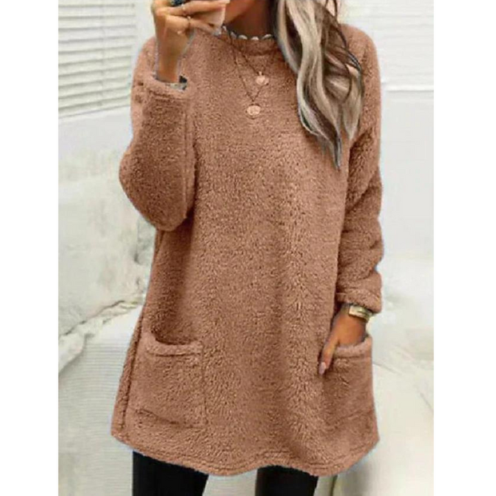 Maglione Donna Teddy Morbido Oversize con Tasche