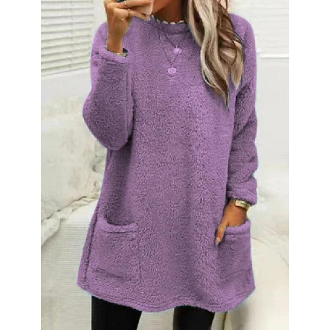 Maglione Donna Teddy Morbido Oversize con Tasche