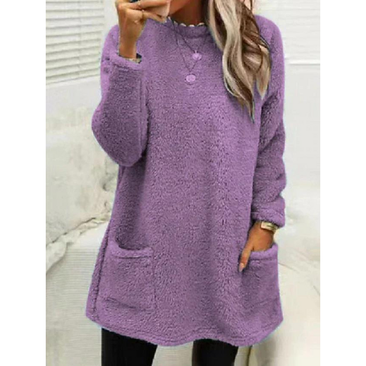 Maglione Donna Teddy Morbido Oversize con Tasche