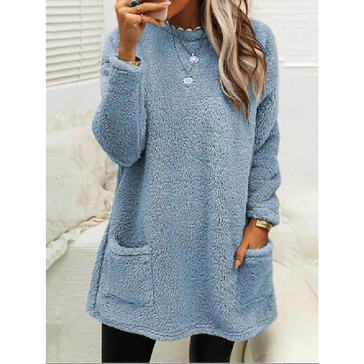 Maglione Donna Teddy Morbido Oversize con Tasche