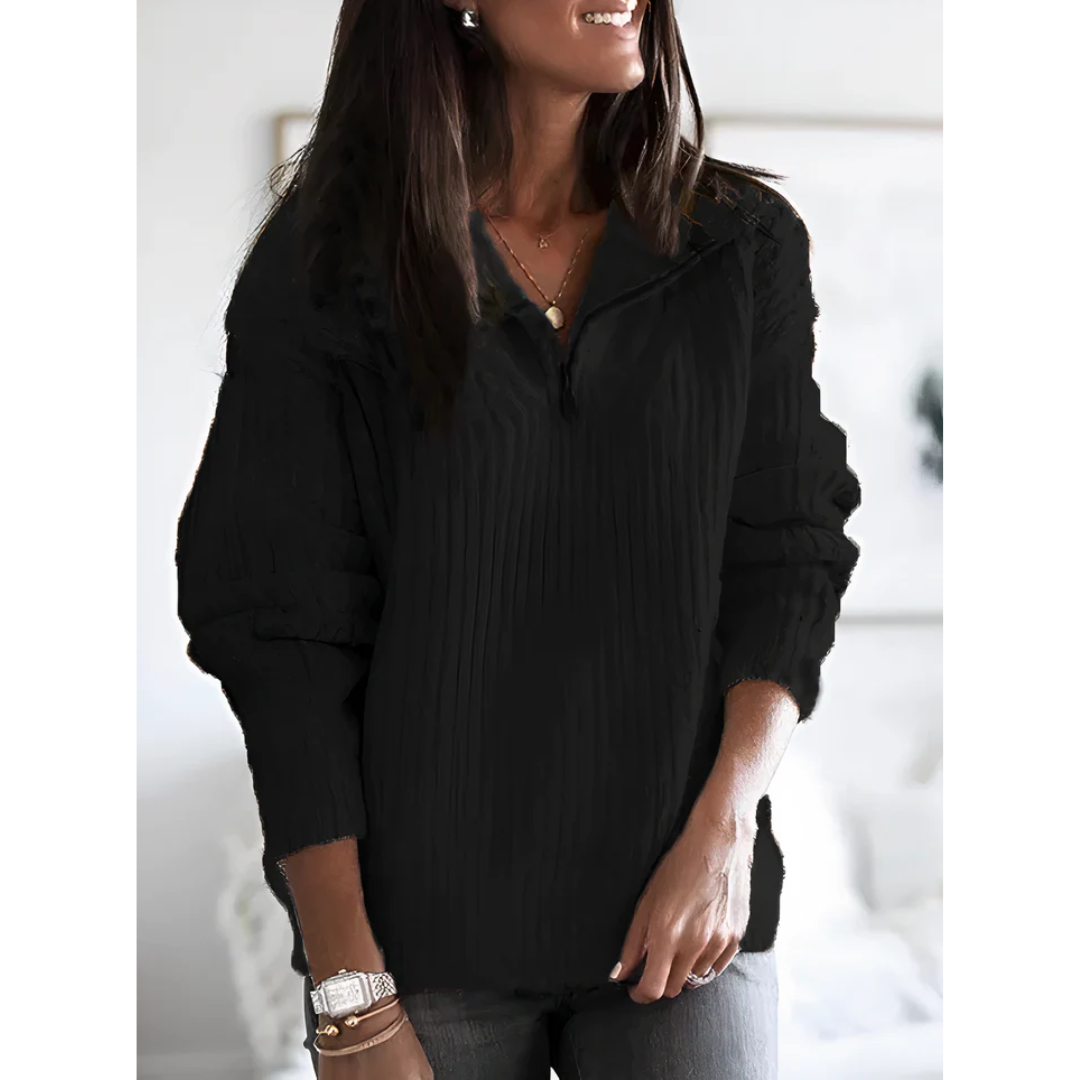 Maglione Donna in Maglia Spessa con Cerniera Manica Lunga