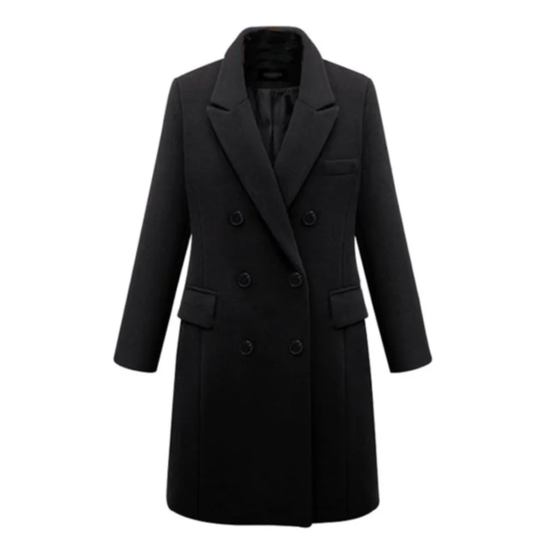 Cappotto Lungo Donna Misto Lana Caldo Doppiopetto - Vesarelli