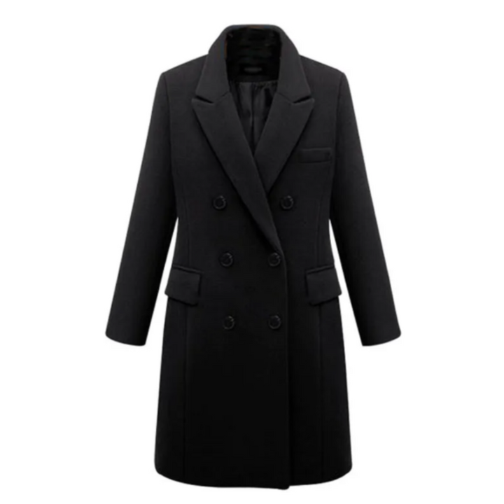 Cappotto Lungo Donna Misto Lana Caldo Doppiopetto - Vesarelli