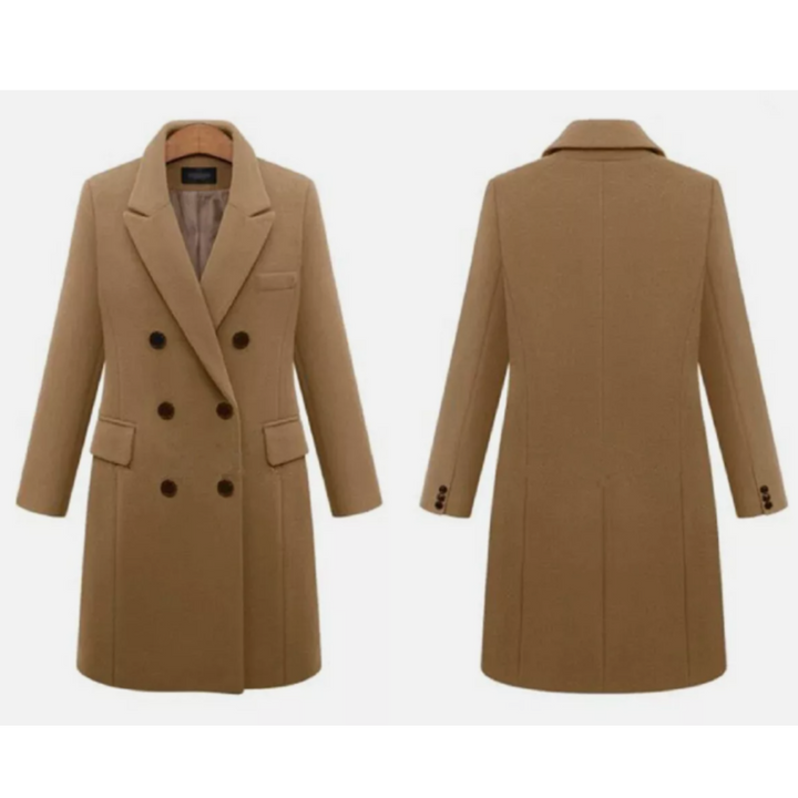 Cappotto Lungo Donna Misto Lana Caldo Doppiopetto
