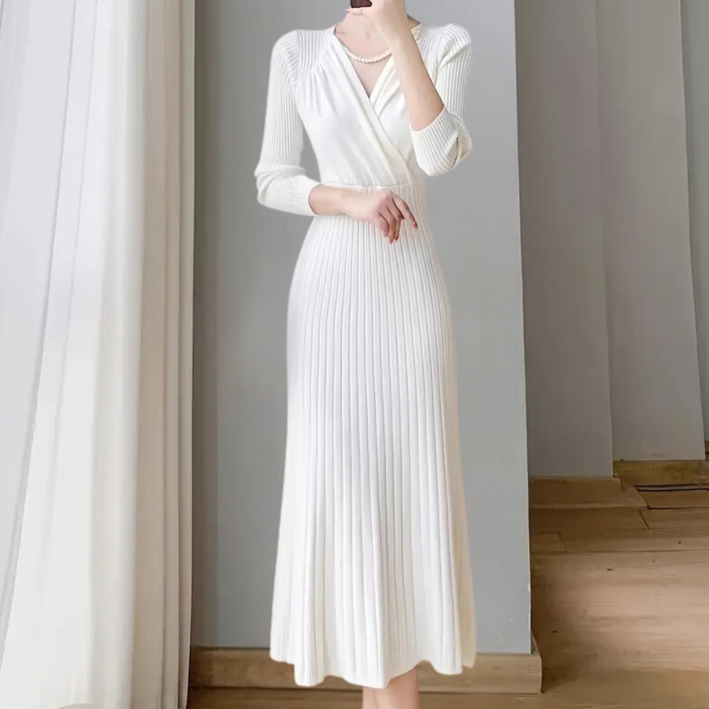 Abito Midi Donna Maglia Sottile Vestibilità Elegante