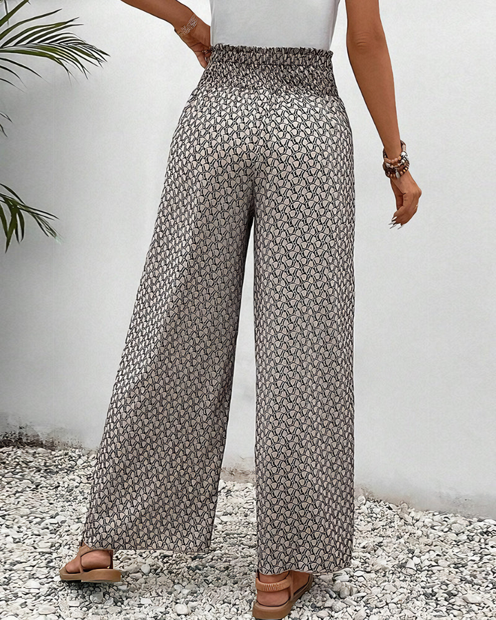 Pantaloni Donna Larga Vita Alta Vestibilità Rilassata Casual