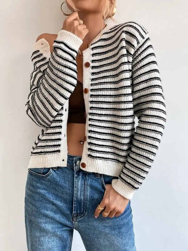 Cardigan Donna Estivo a Righe con Bottoni - Vesarelli