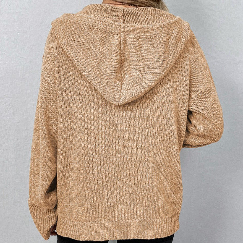Cardigan Donna con Cappuccio e Coulisse Casual