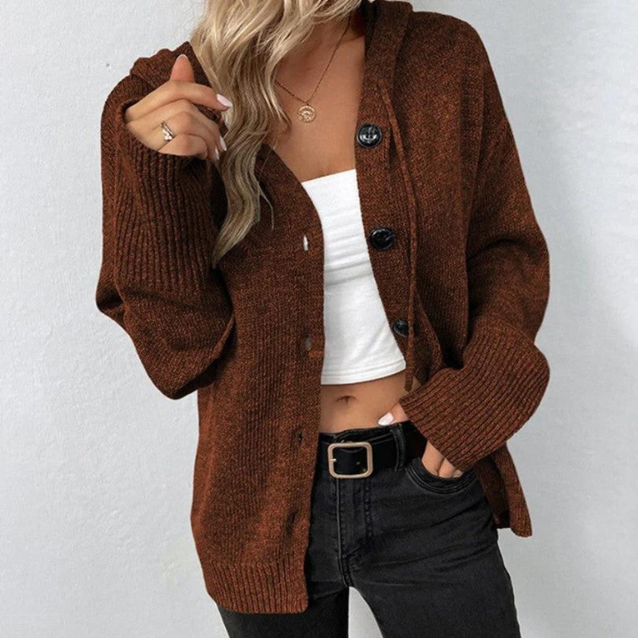 Cardigan Donna con Cappuccio e Coulisse Casual