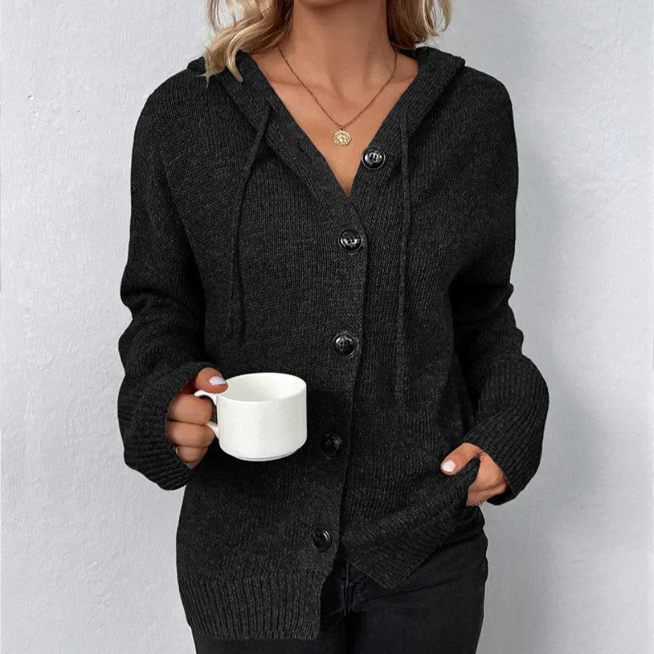 Cardigan Donna con Cappuccio e Coulisse Casual