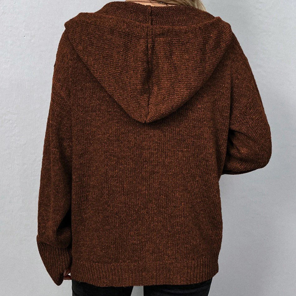 Cardigan Donna con Cappuccio e Coulisse Casual