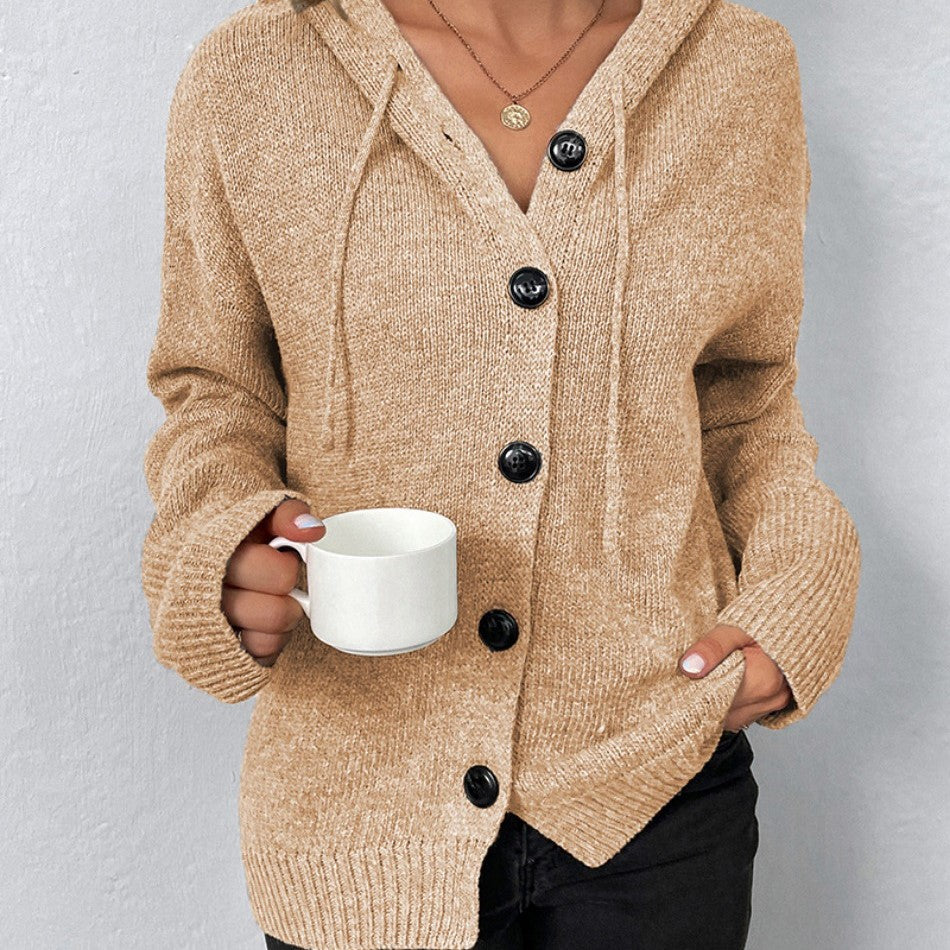 Cardigan Donna con Cappuccio e Coulisse Casual