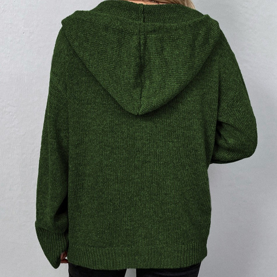Cardigan Donna con Cappuccio e Coulisse Casual