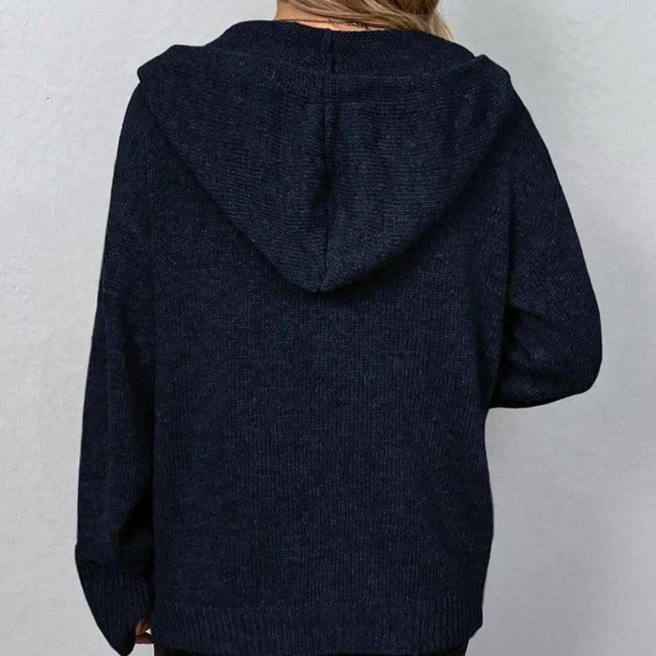 Cardigan Donna con Cappuccio e Coulisse Casual