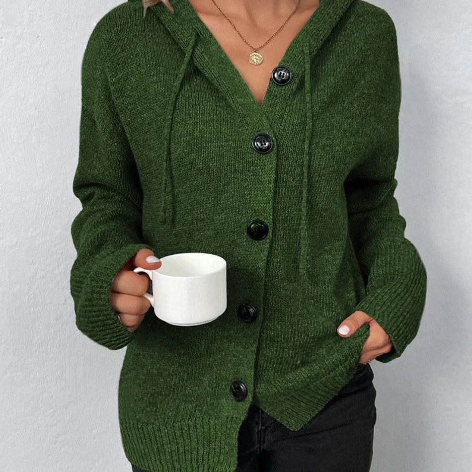 Cardigan Donna con Cappuccio e Coulisse Casual