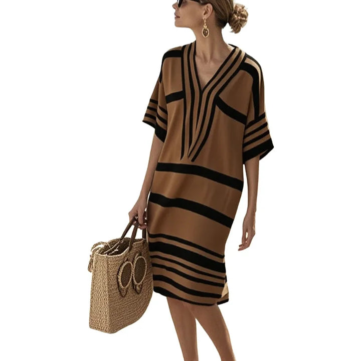 Abito Donna Fluttuante a Righe Stile Casual