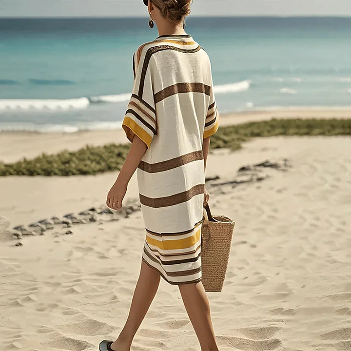 Abito Donna Fluttuante a Righe Stile Casual