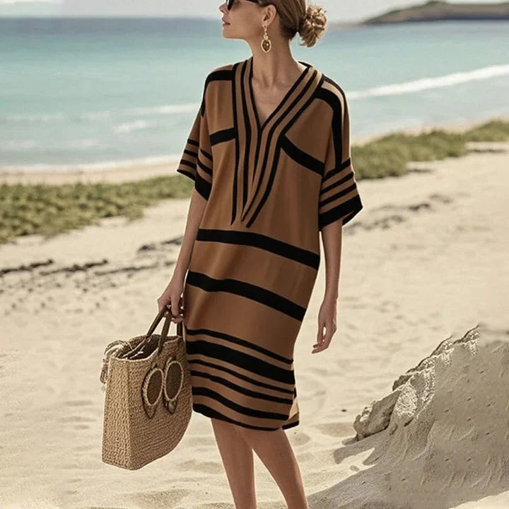 Abito Donna Fluttuante a Righe Stile Casual