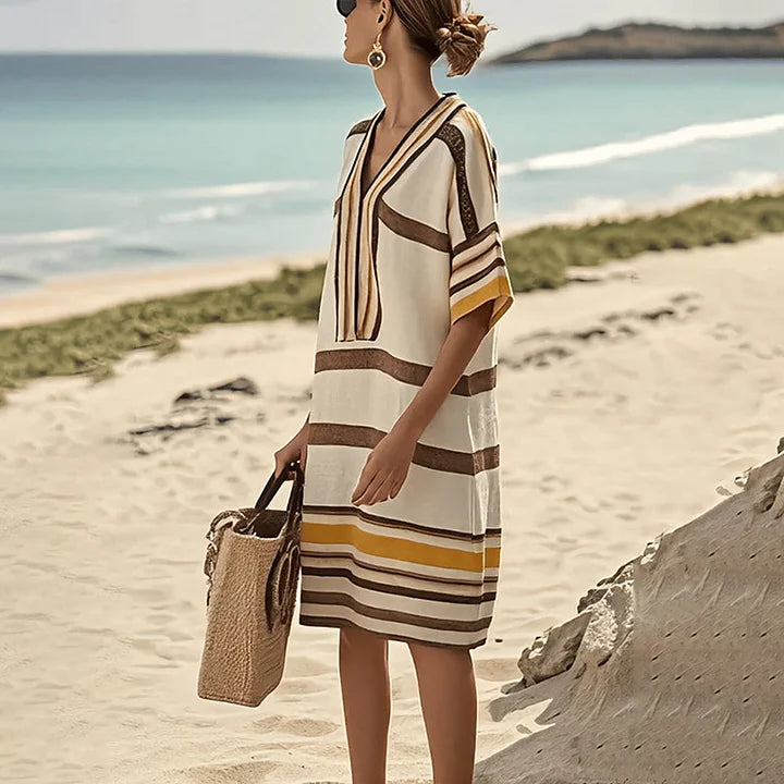 Abito Donna Fluttuante a Righe Stile Casual