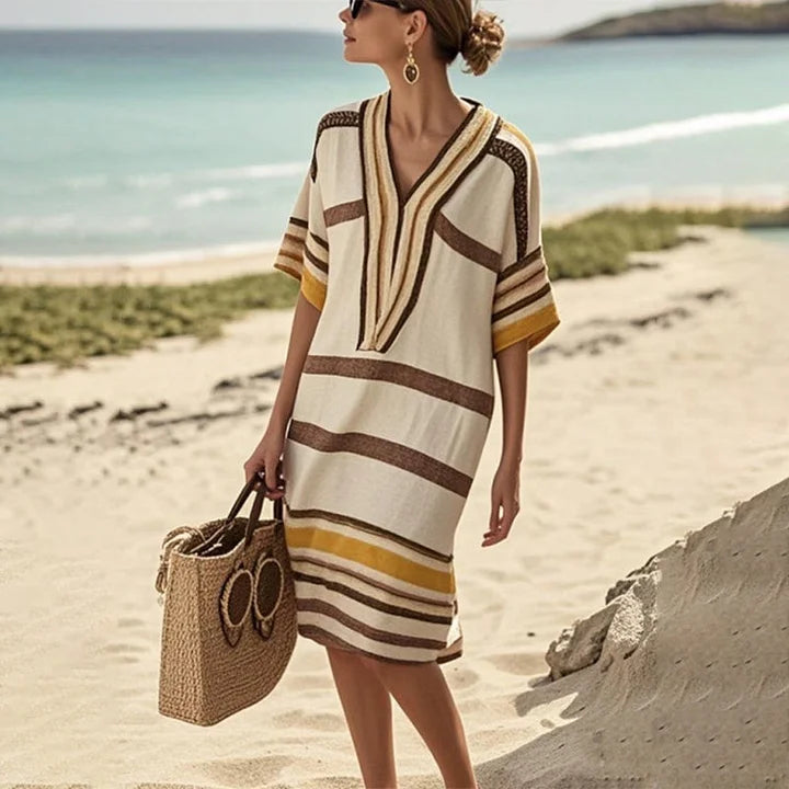 Abito Donna Fluttuante a Righe Stile Casual - Vesarelli