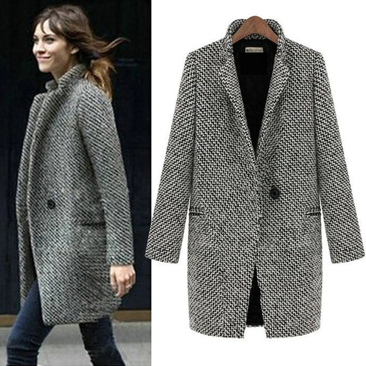 Cappotto Lungo Donna in Tweed di Lana Vestibilità Comoda - Vesarelli