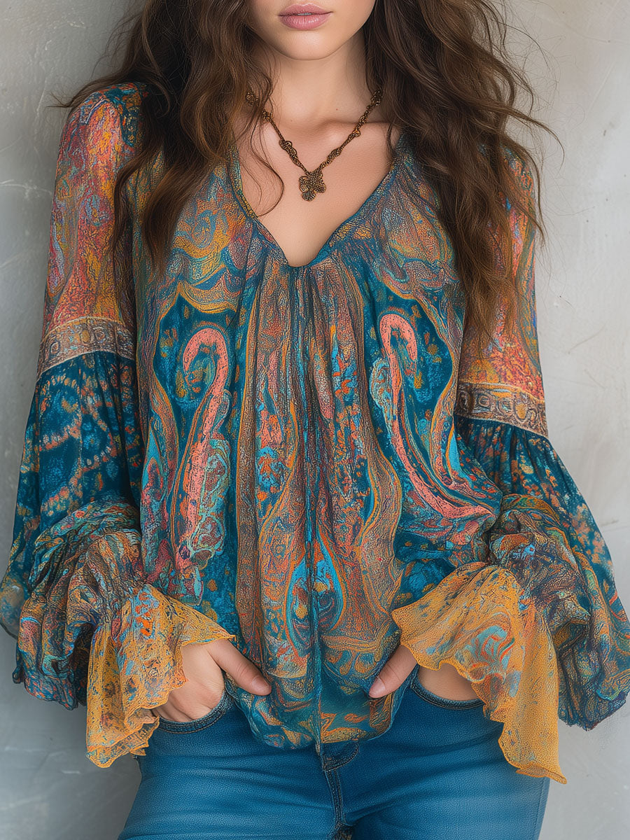 Camicetta Donna in Chiffon Stile Vintage Raffinato - Vesarelli